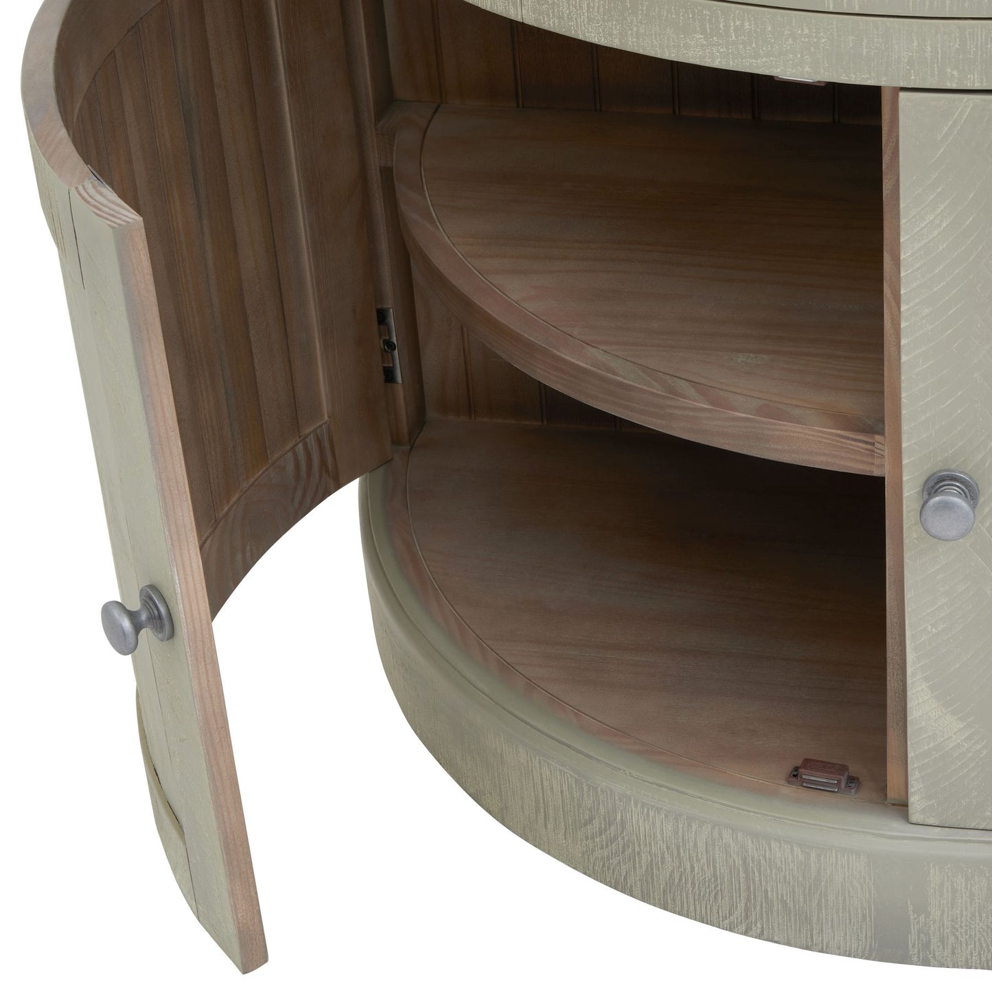 Whitewash Collection Half Moon 2 Door Cupboard With Drawer