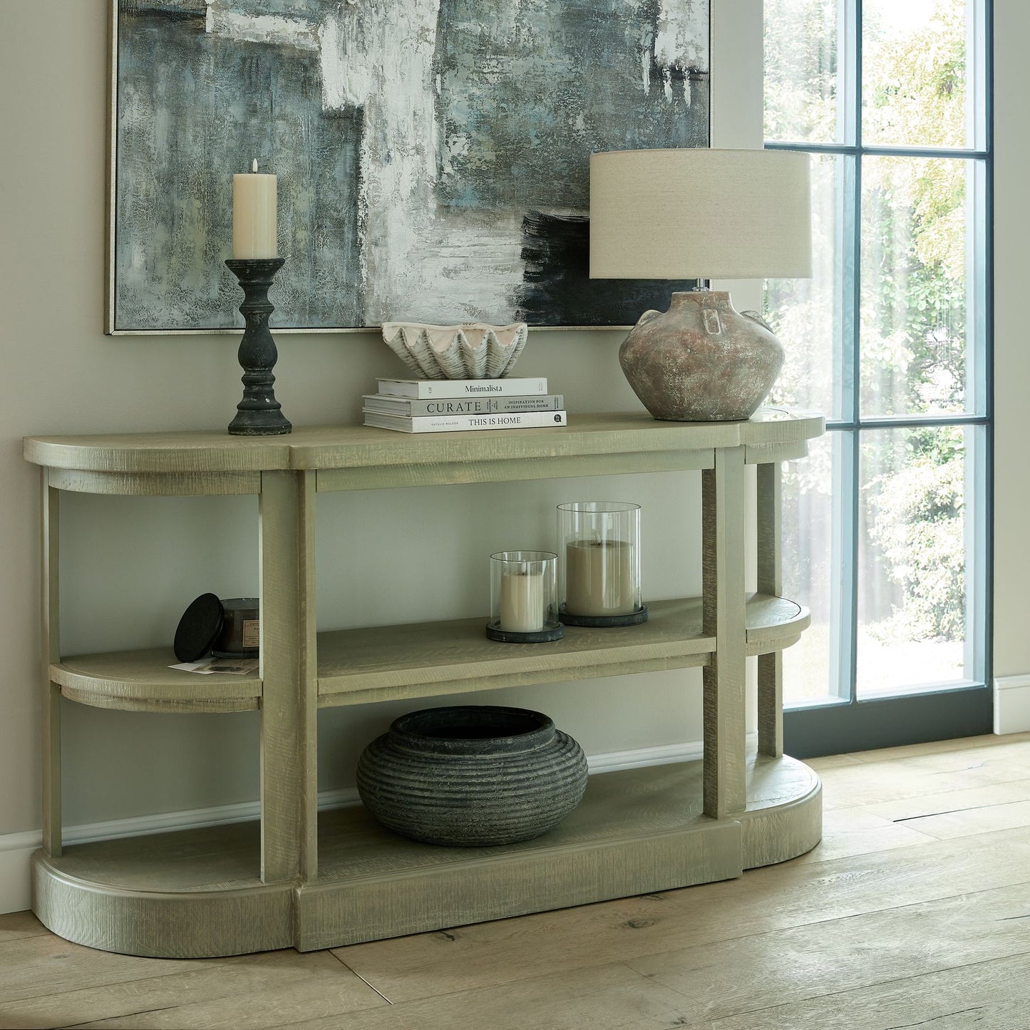 Whitewash Collection 2 Shelf Console Table
