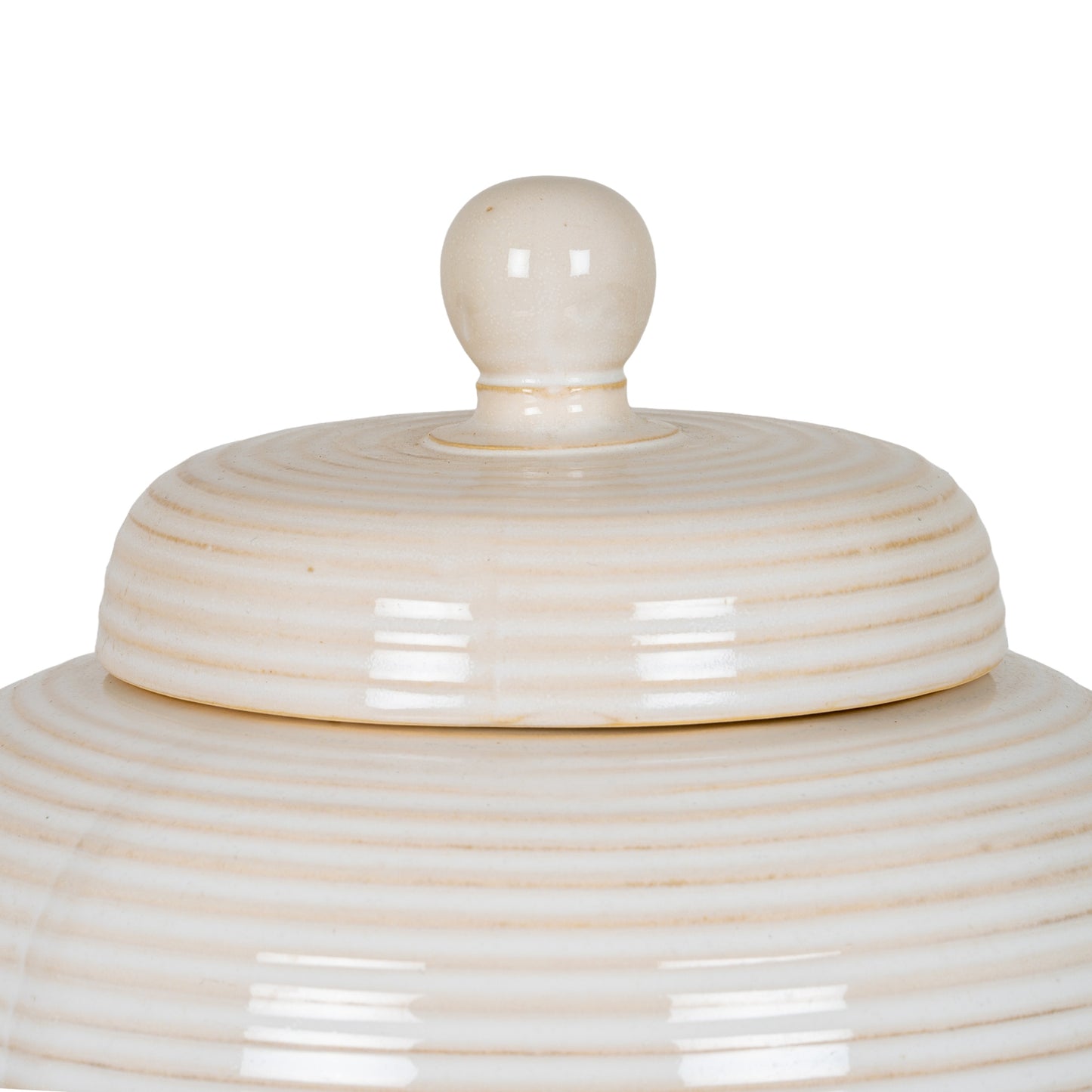 Cream Ribbed Lidded Jar