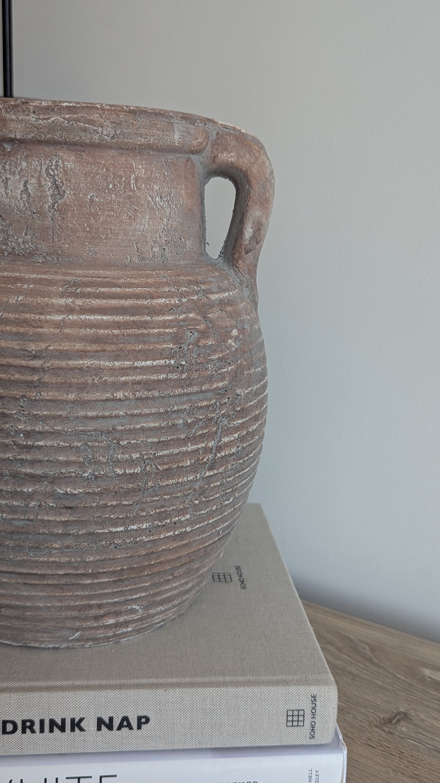 Rustic Brown Ribbed Pot