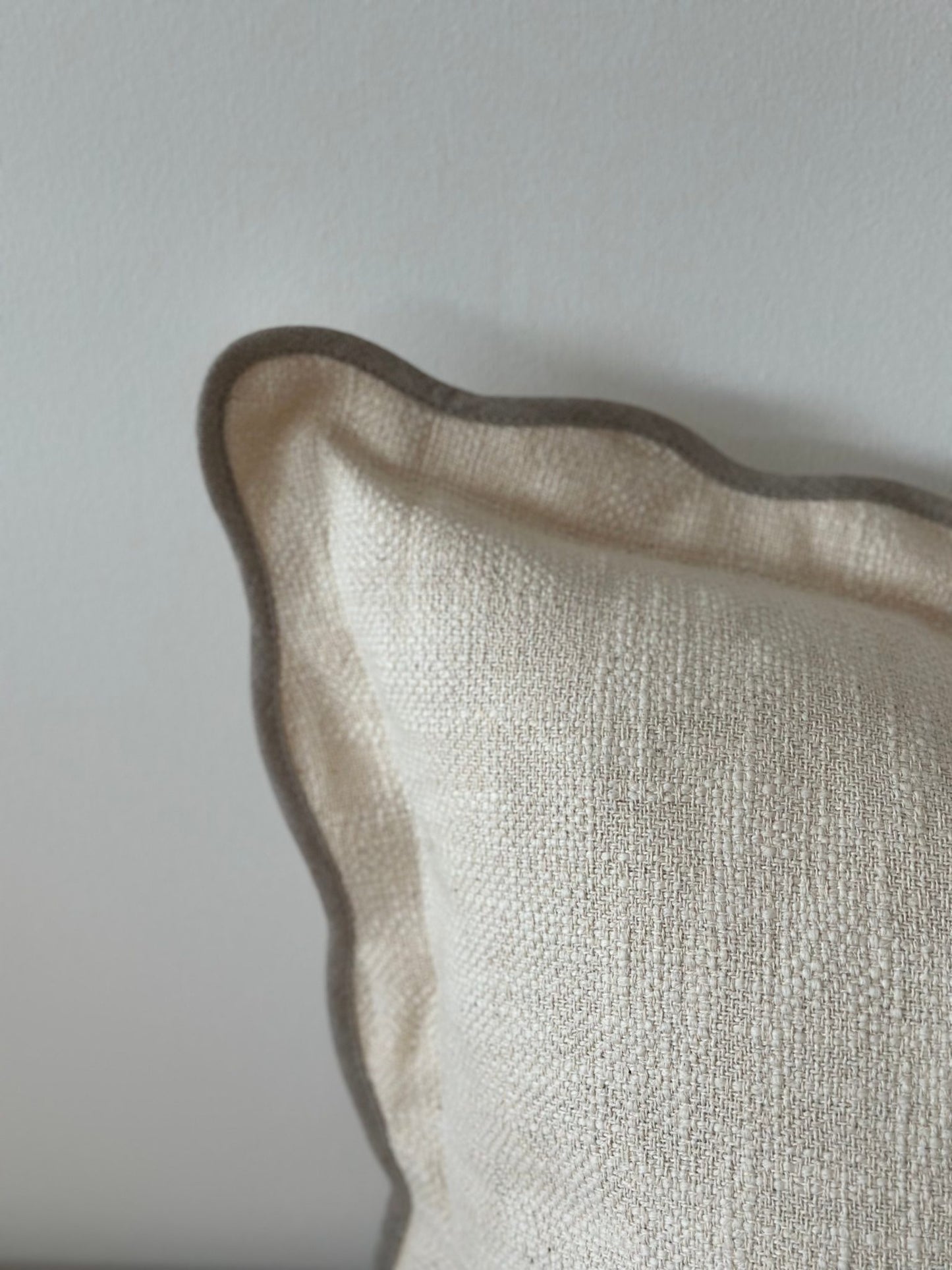 Cream and Greige Scallop Edged Cushion Cover
