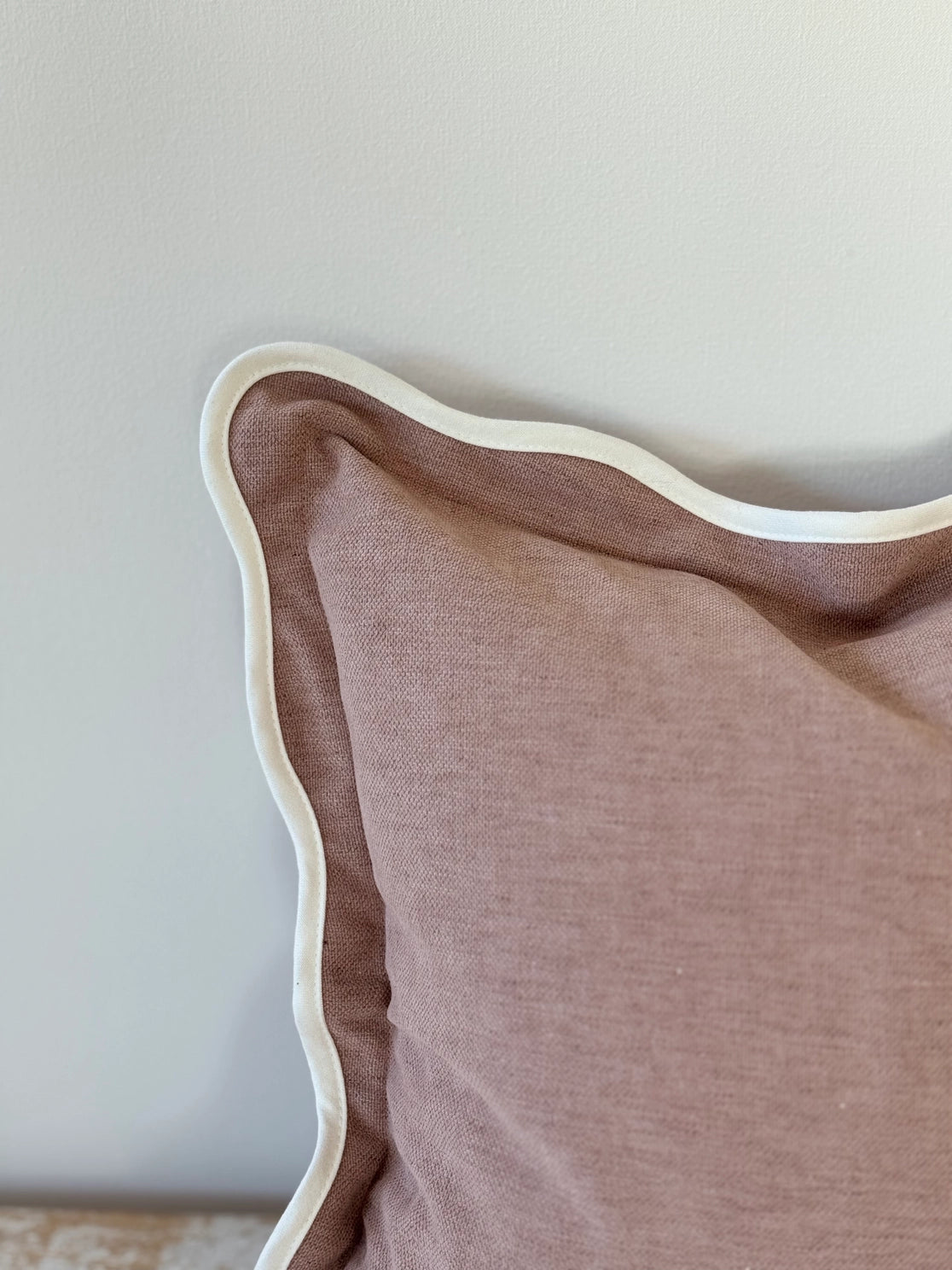 Dusty Pink Scallop Edged Cushion Cover
