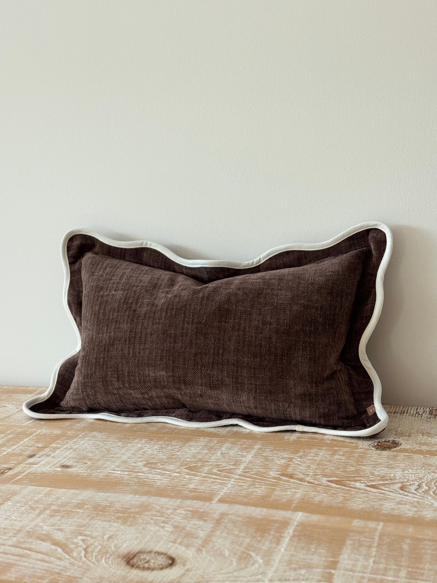 Brown Scallop Edged Cushion Cover