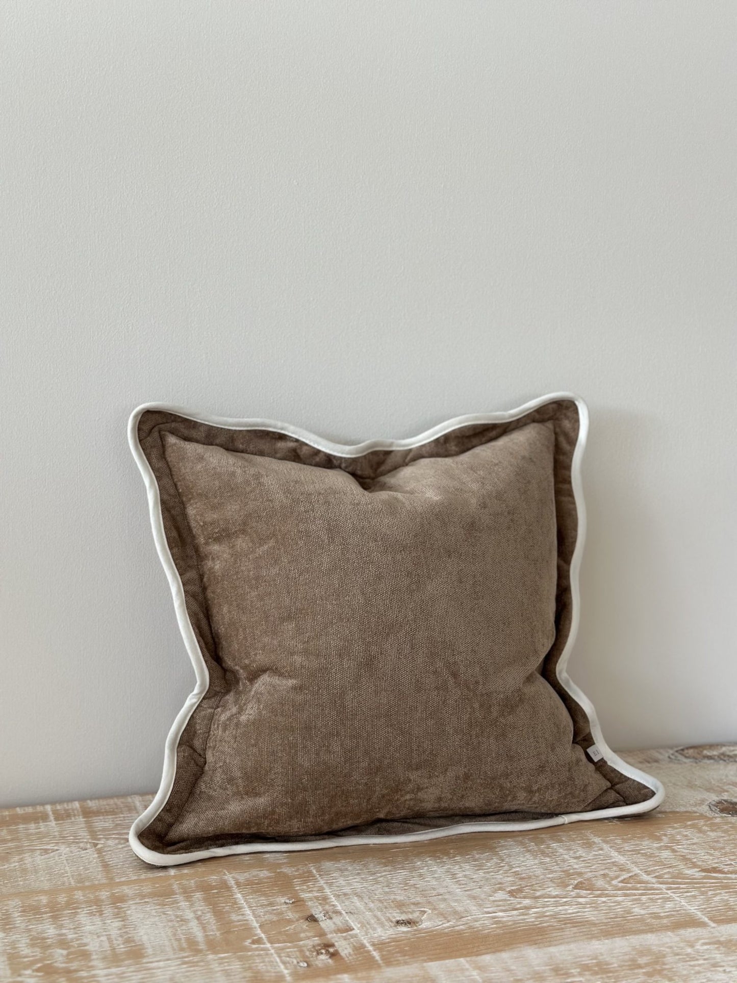 Coffee Scallop Edged Cushion Cover
