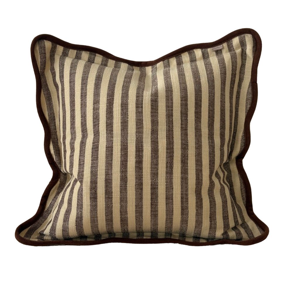 Brown and Cream Striped Cushion Cover