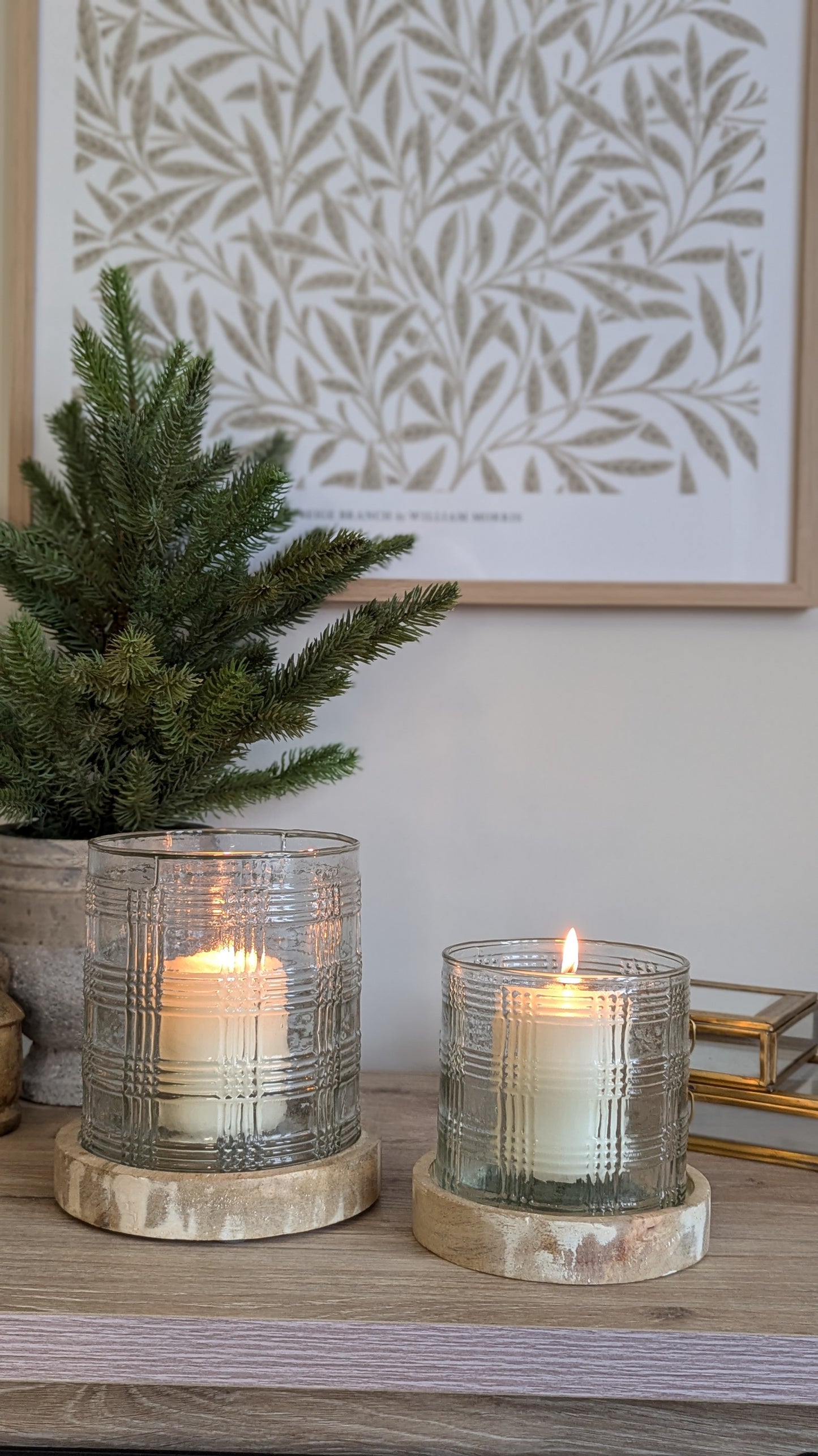 Gingham Glass Candle Holders