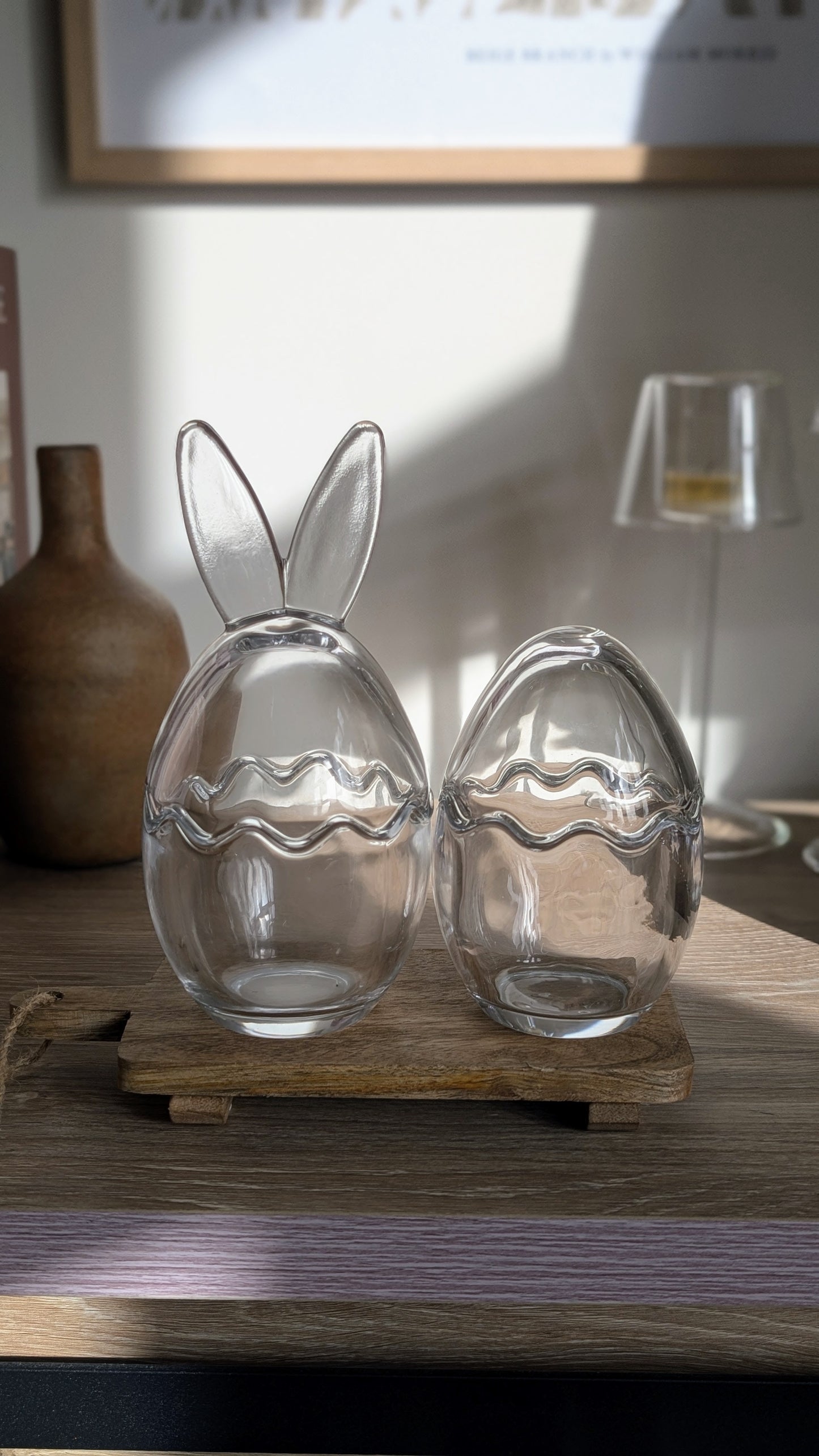 Glass Bunny and Egg Jars
