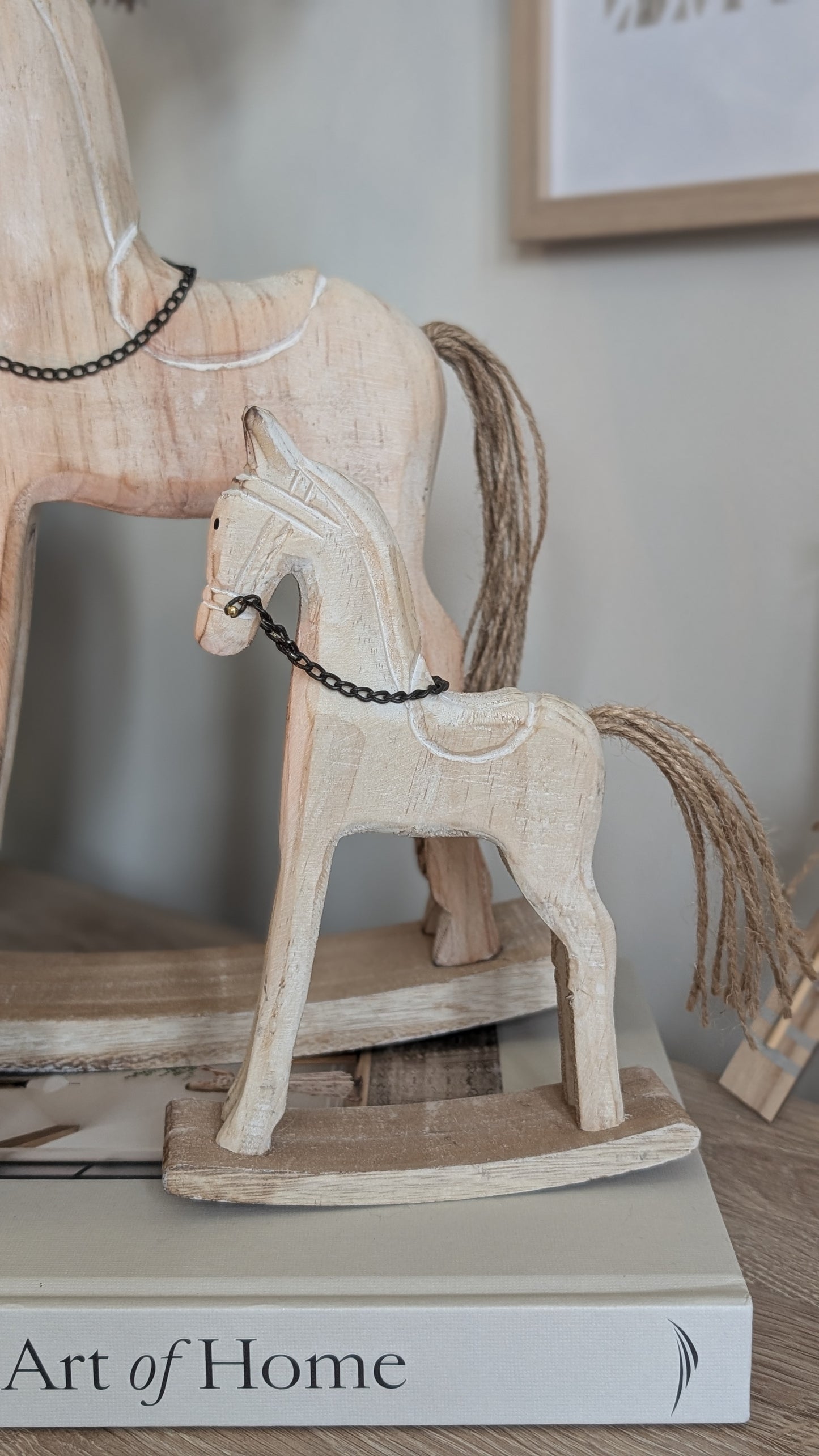 Whitewashed Wooden Rocking Horse