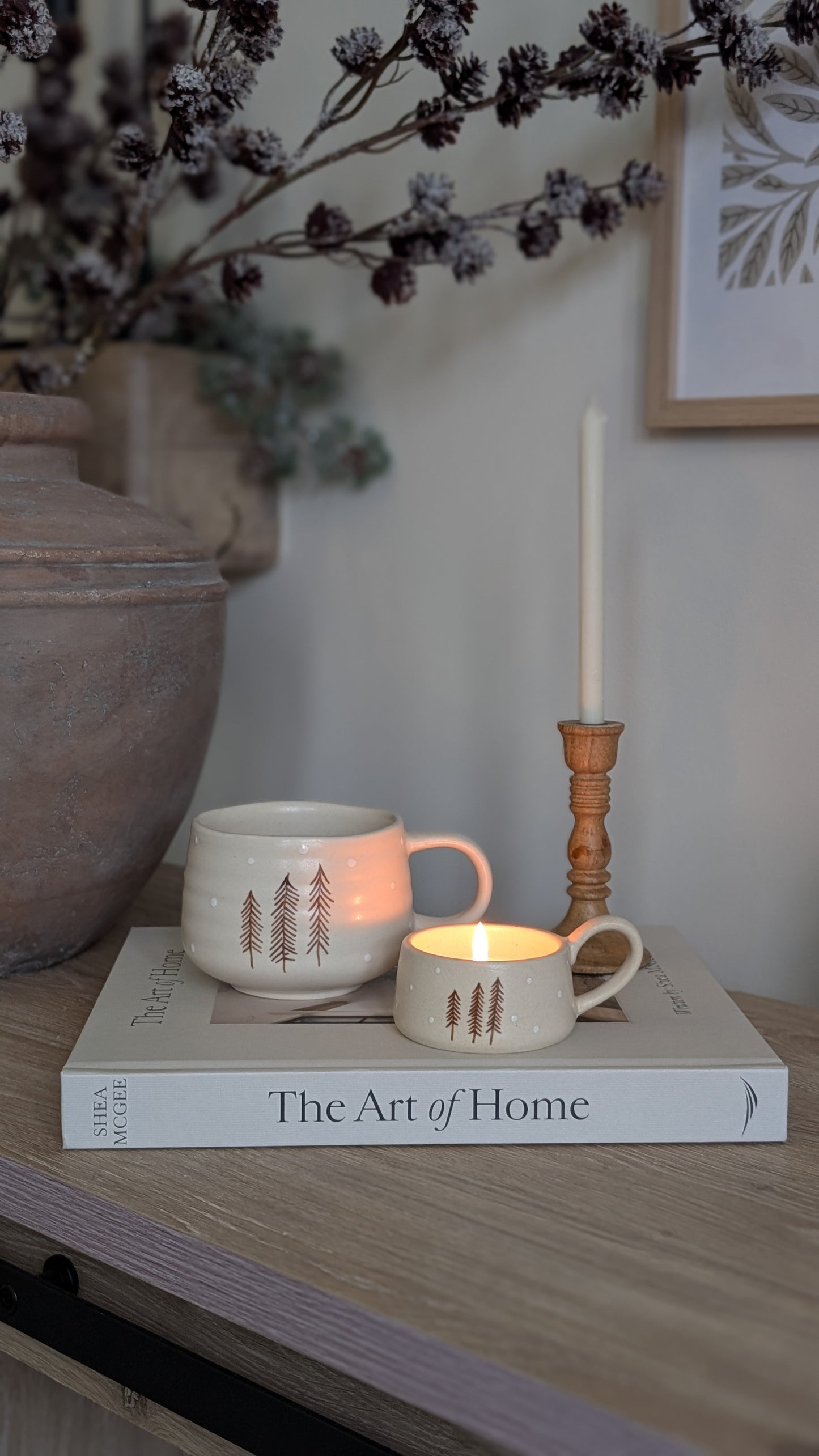 Nordic Pine Stoneware Tealight Holder