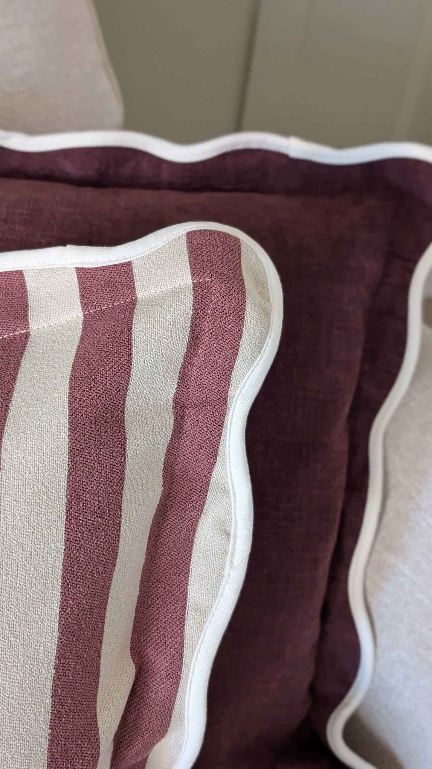 Plum Scallop Edged Cushion Cover