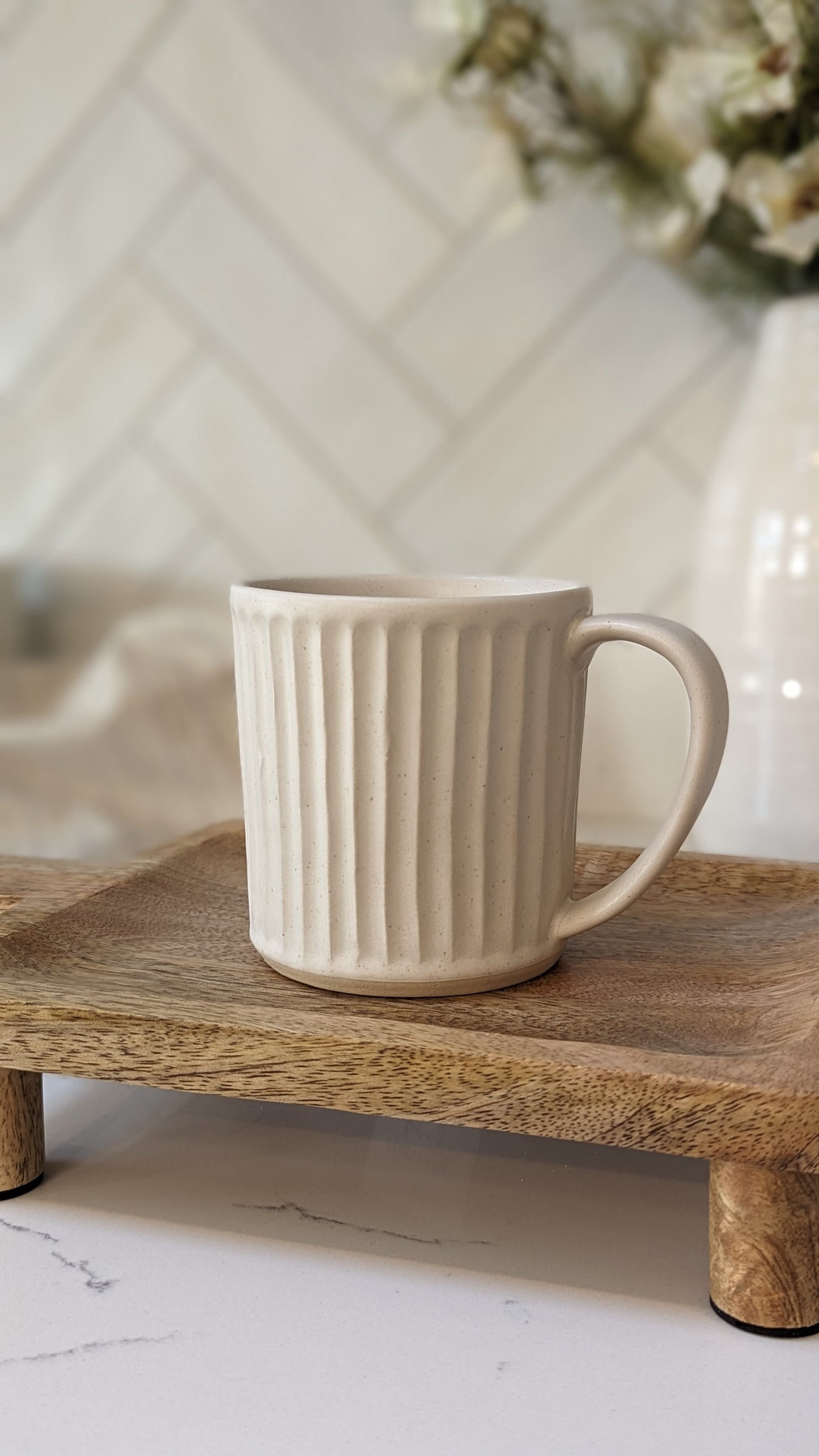 Oatmeal Ribbed Mug