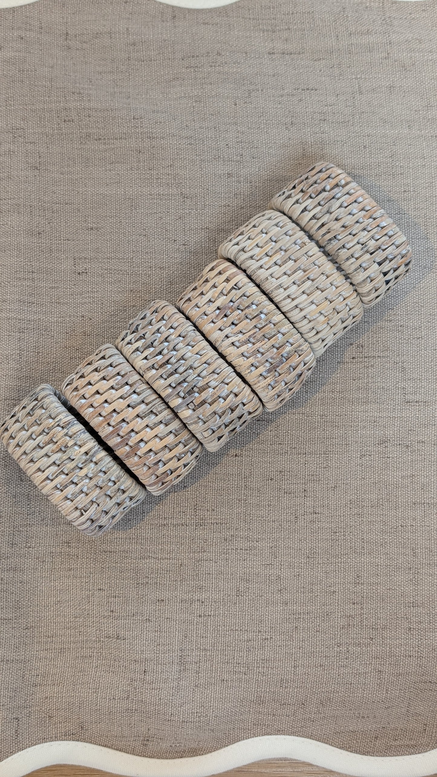 Whitewashed Rattan Napkin Rings