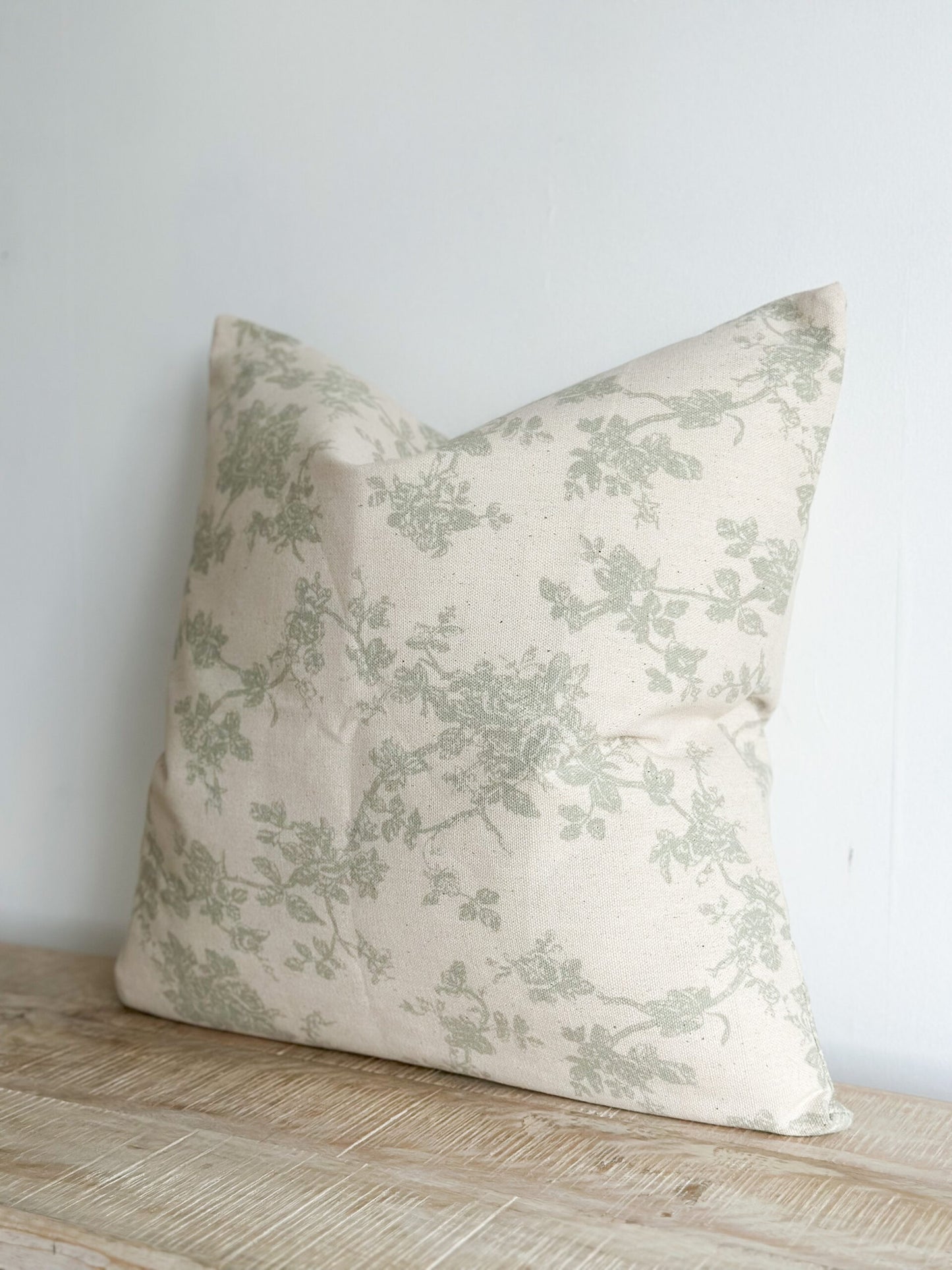 Sage Floral Print Cushion Cover
