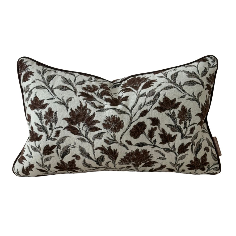 Brown Floral print Cushion Cover