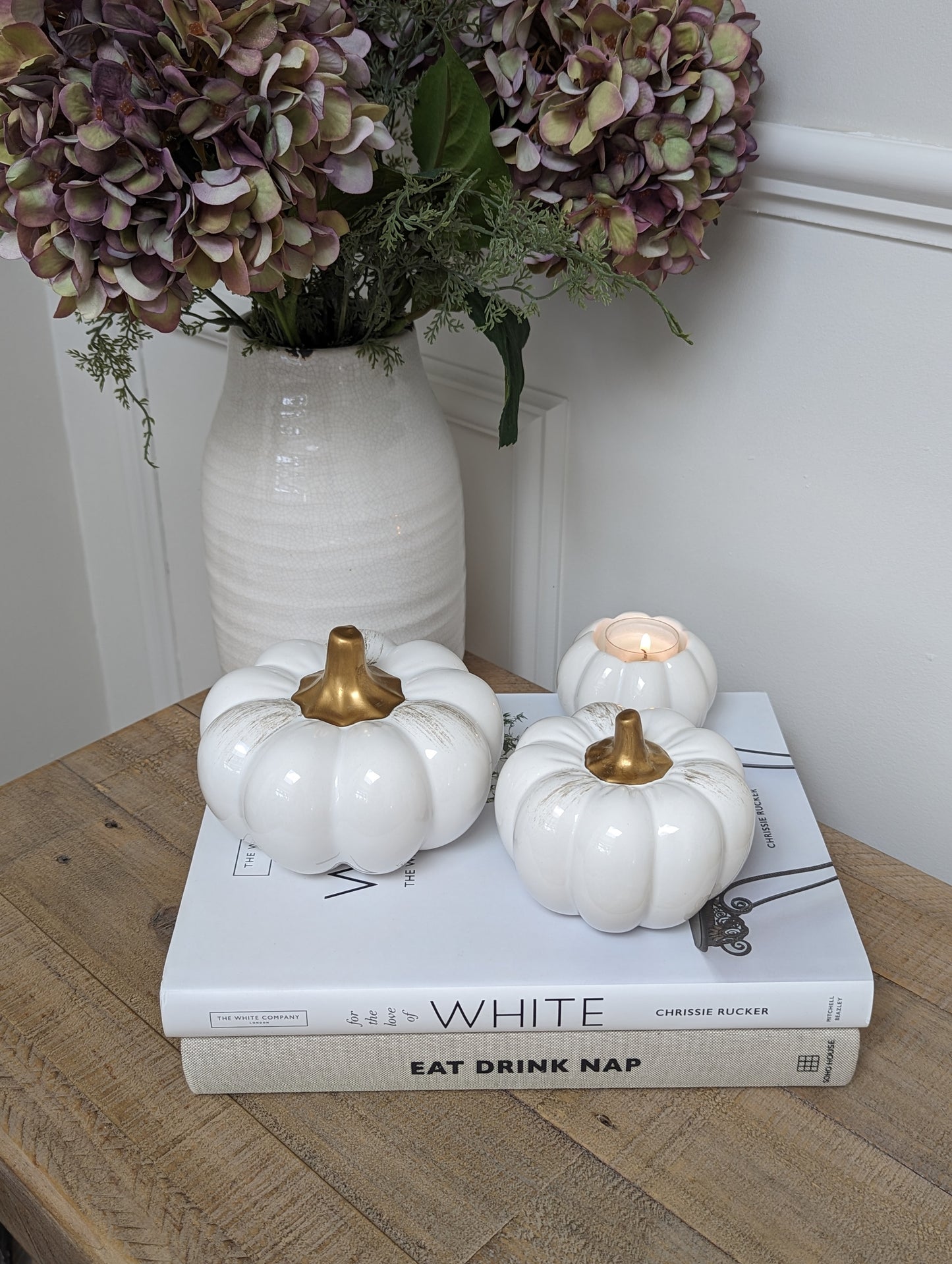 White and Gold Ceramic Pumpkins