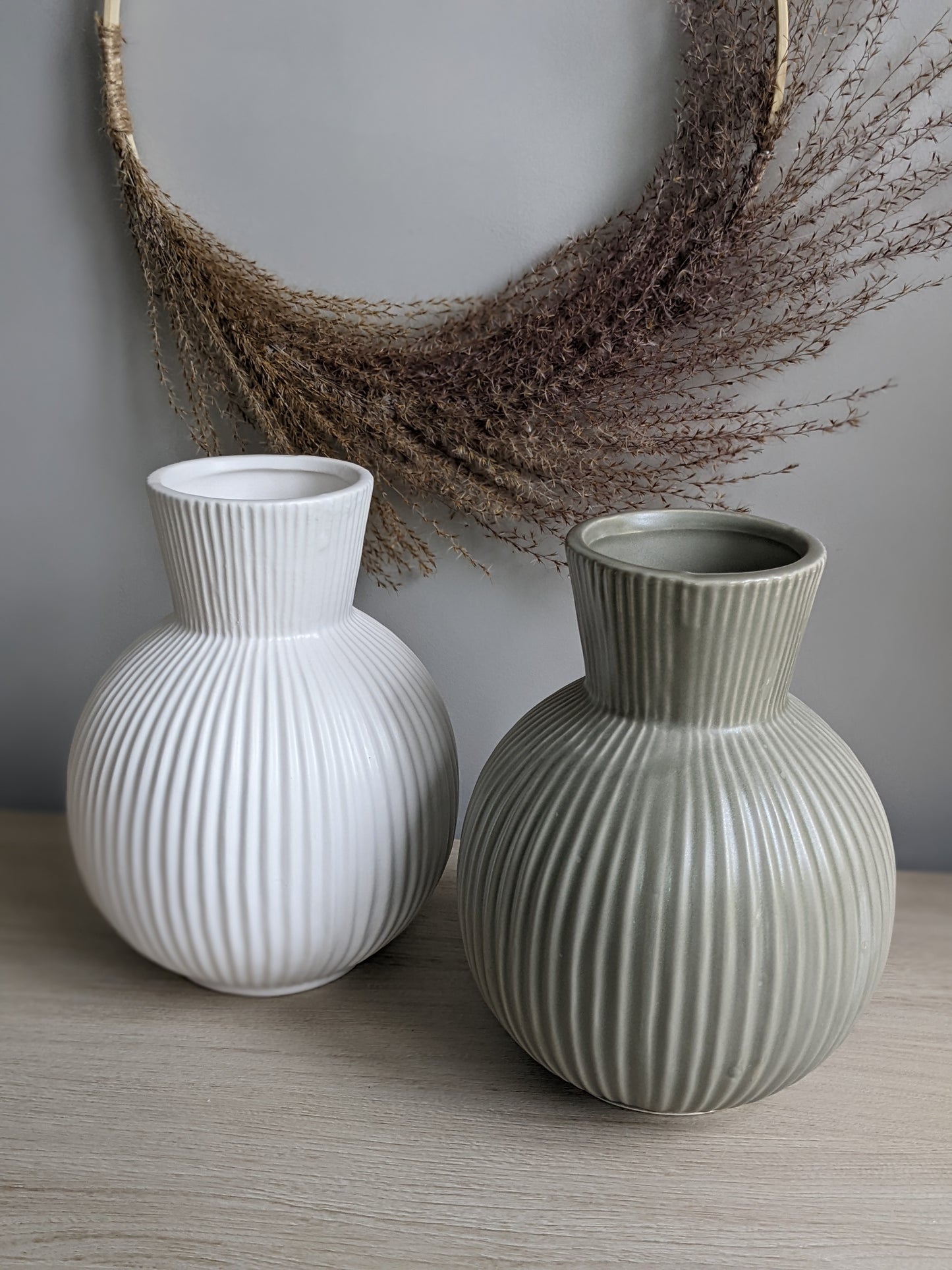 Ribbed Stone Vases