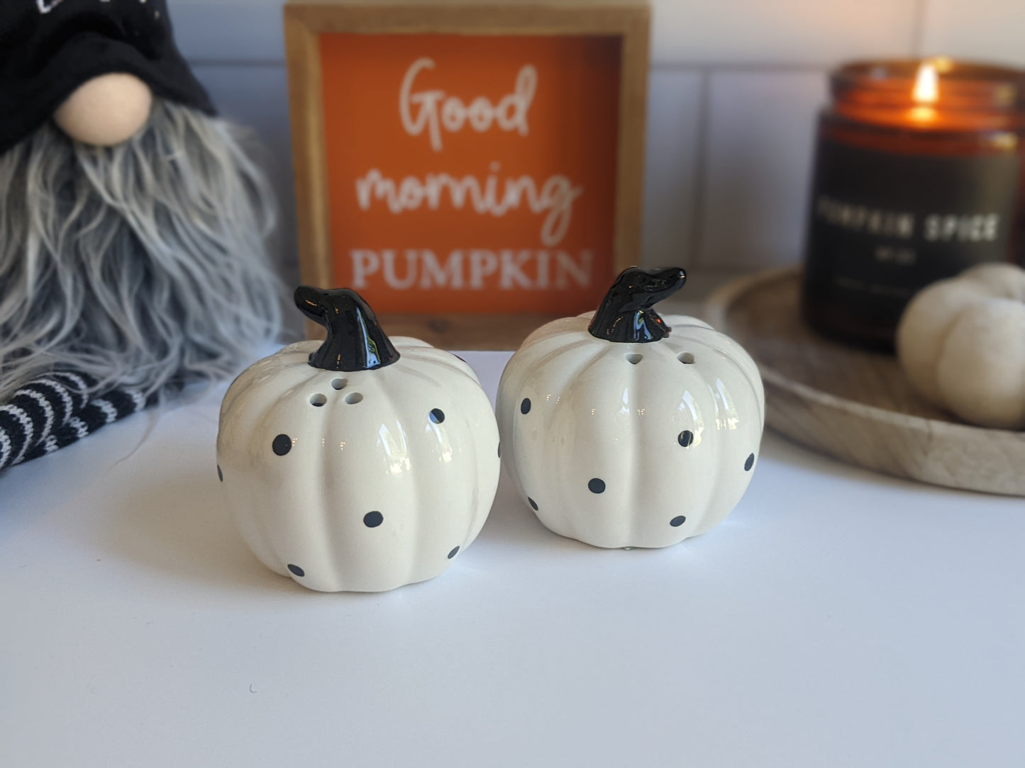 Mono Spot Pumpkin Salt and Pepper Pots
