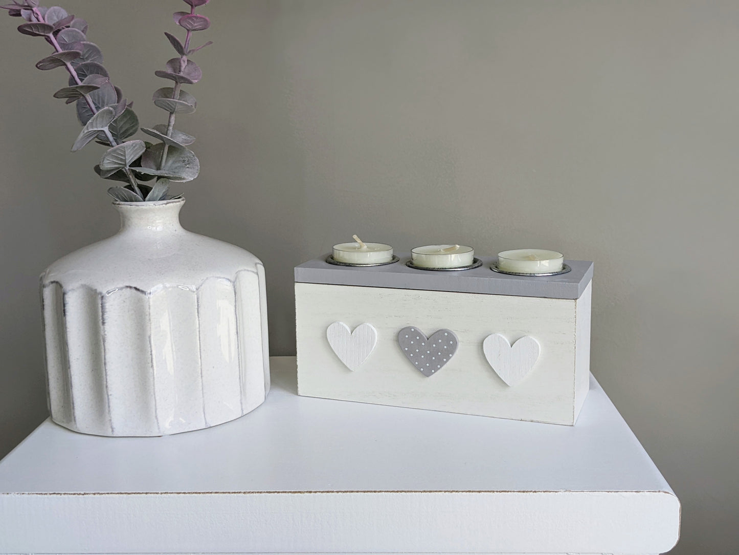 Wooden Heart Triple Tealight Holder
