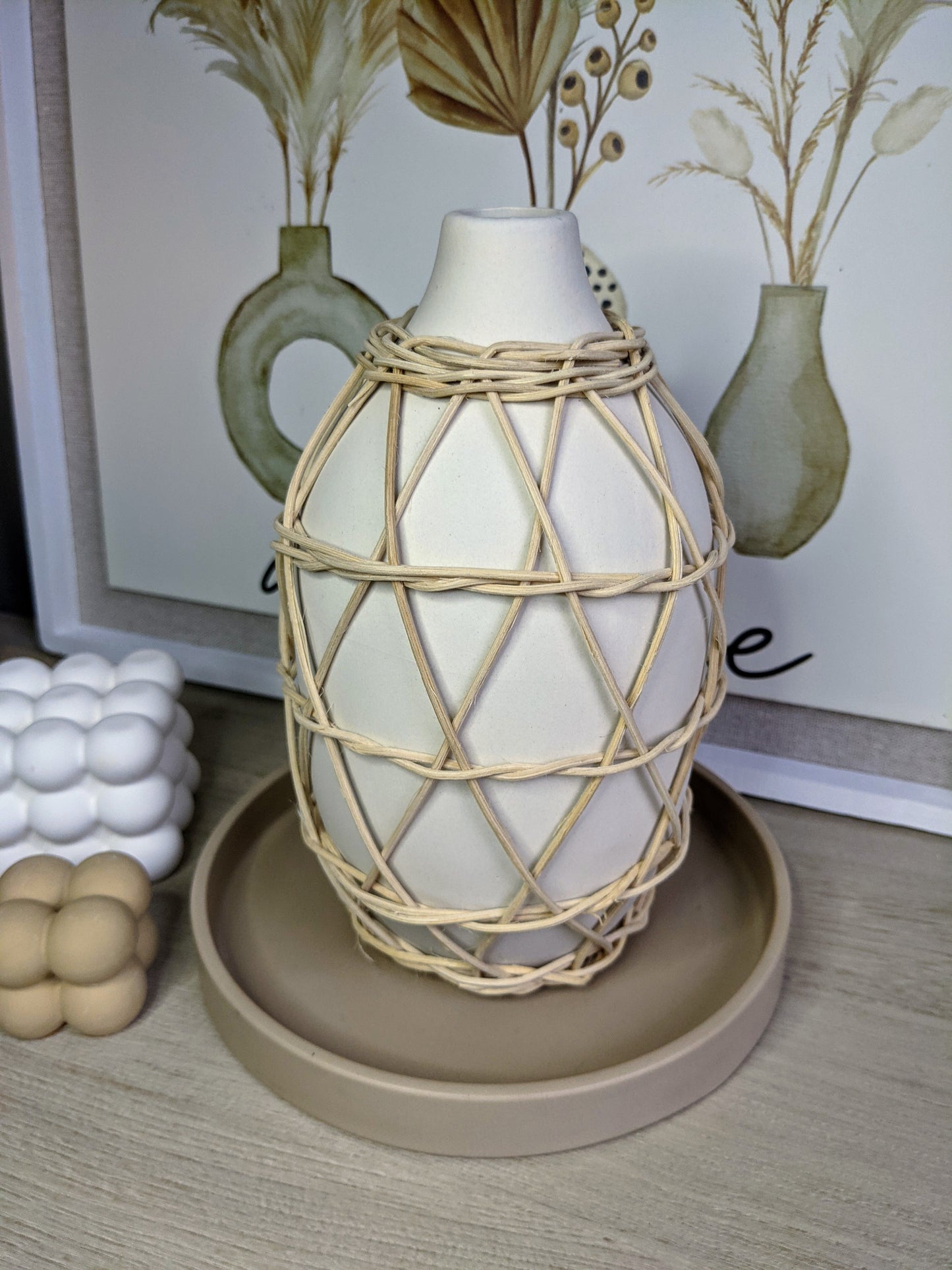 Rattan Wrapped Vases