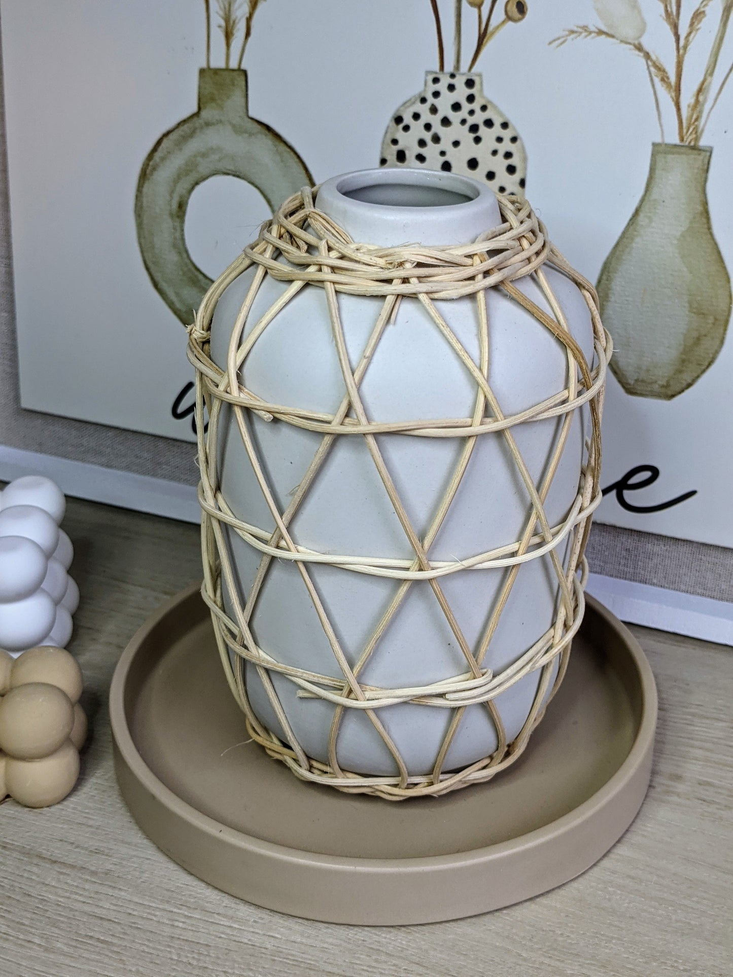 Rattan Wrapped Vases