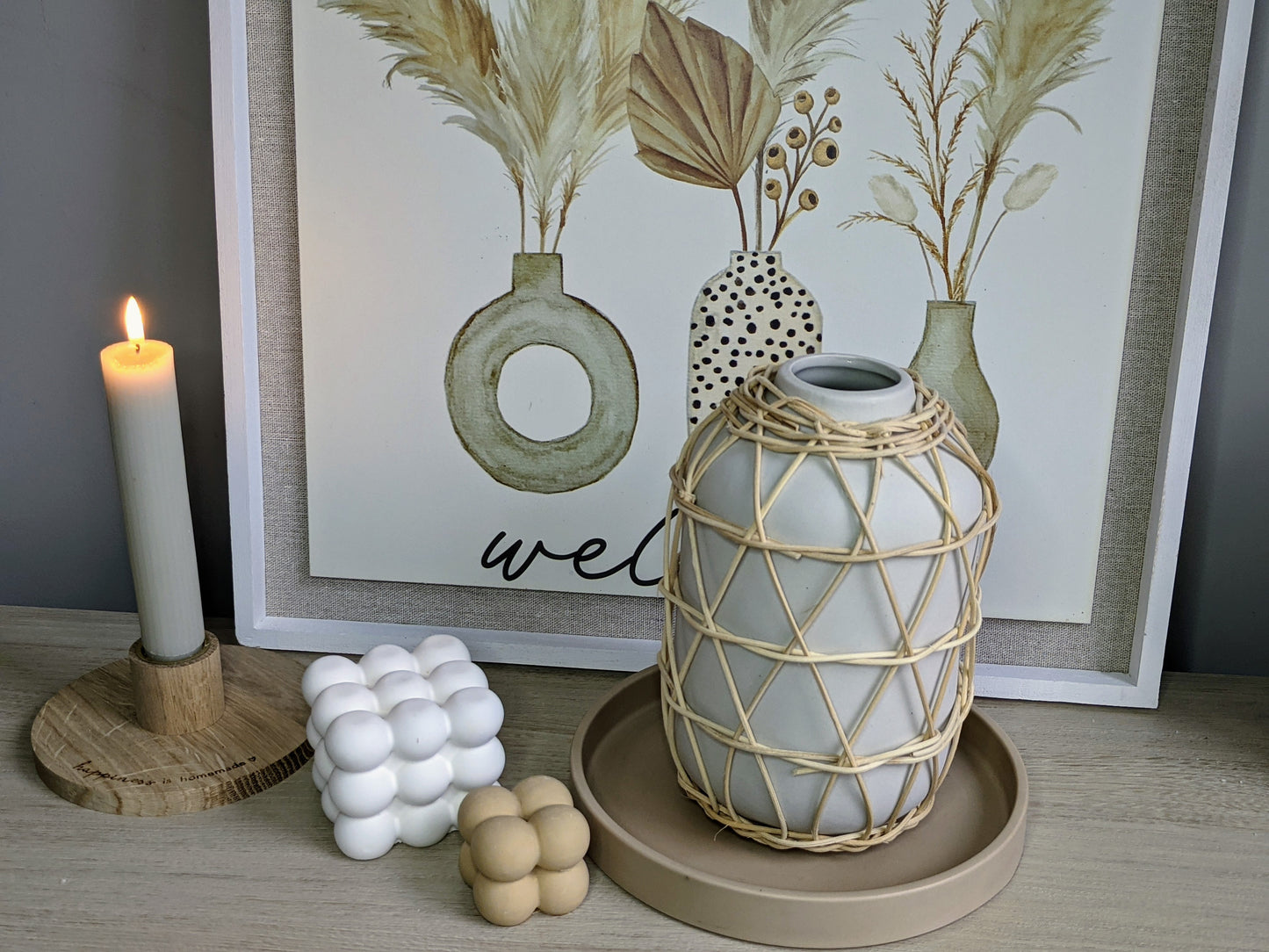 Rattan Wrapped Vases