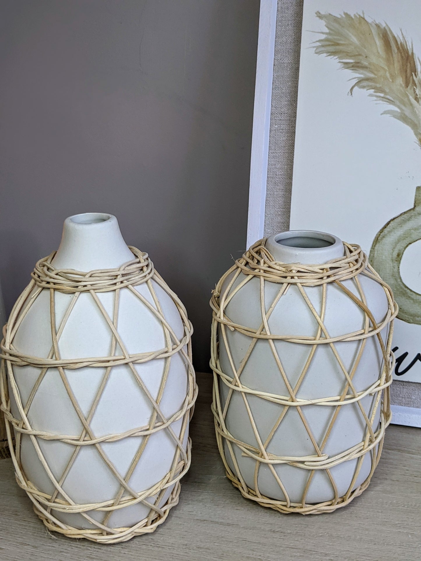 Rattan Wrapped Vases