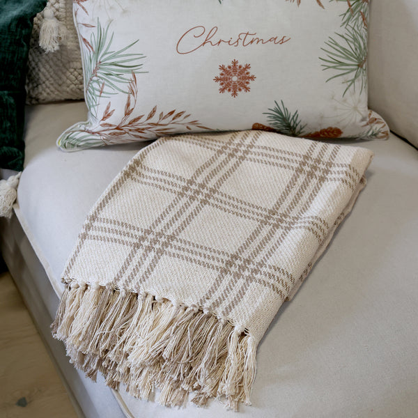 Latte Checked Throw
