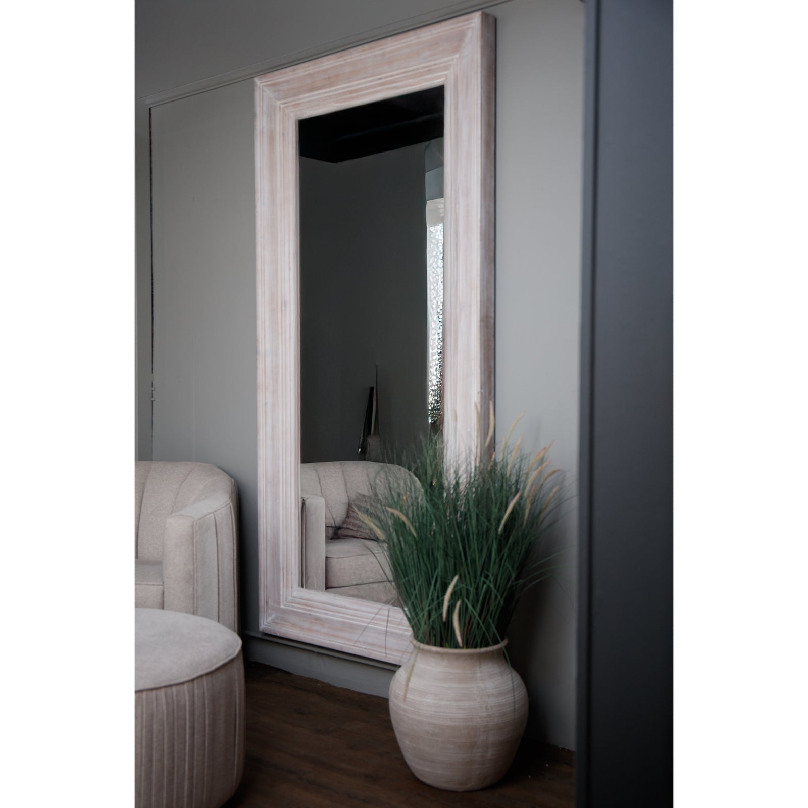 White Washed  Large Mirror