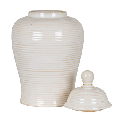 Cream Lidded Ceramic Ginger Jar