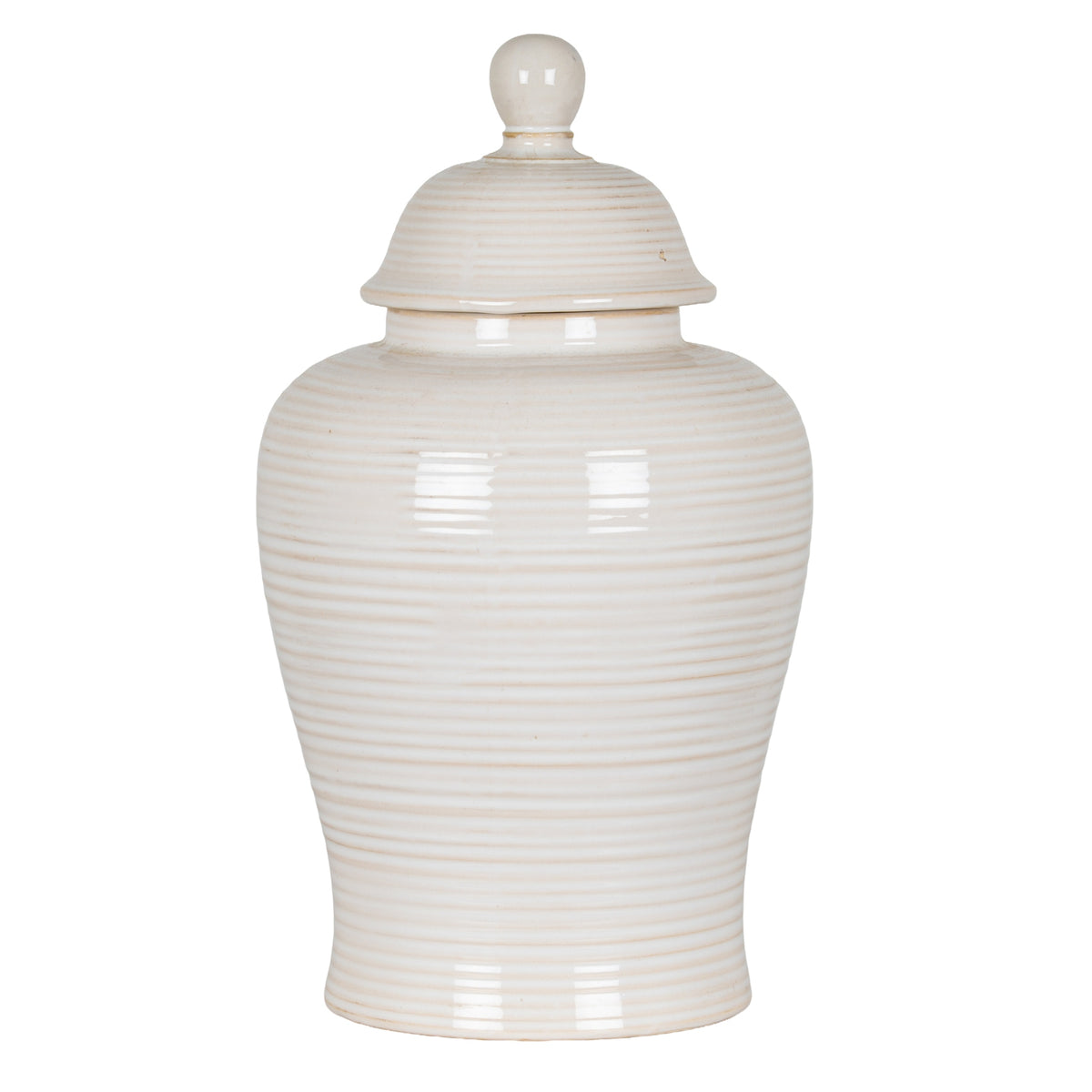 Cream Lidded Ceramic Ginger Jar