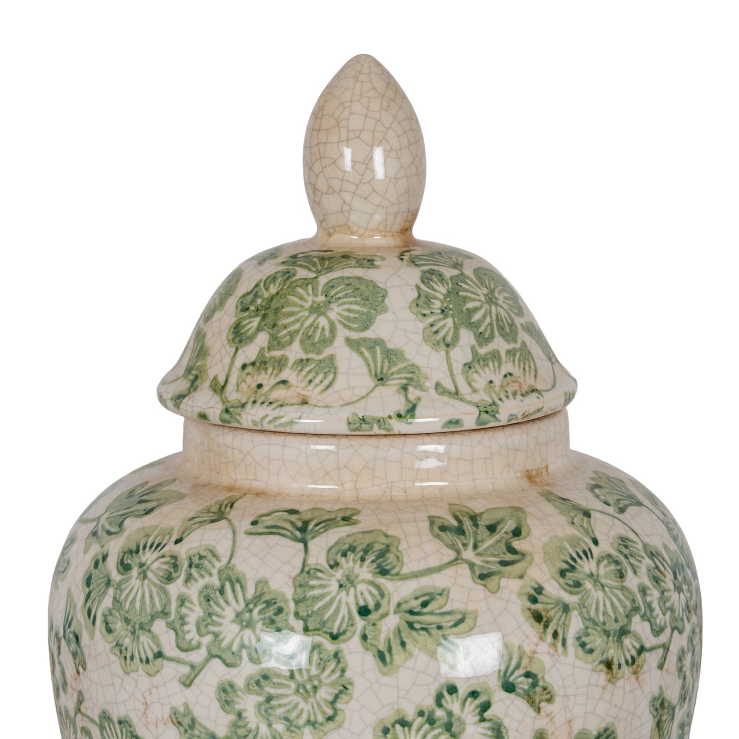 Green Floral Ginger Jar