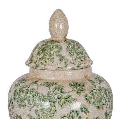 Green Floral Ginger Jar