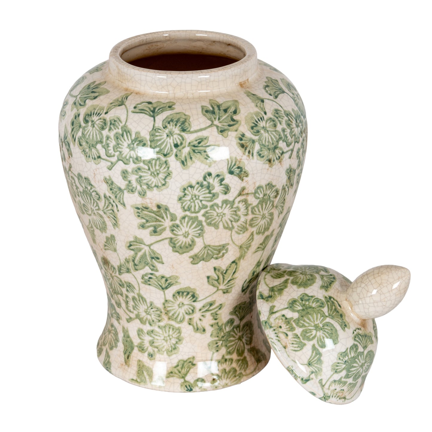 Green Floral Ginger Jar