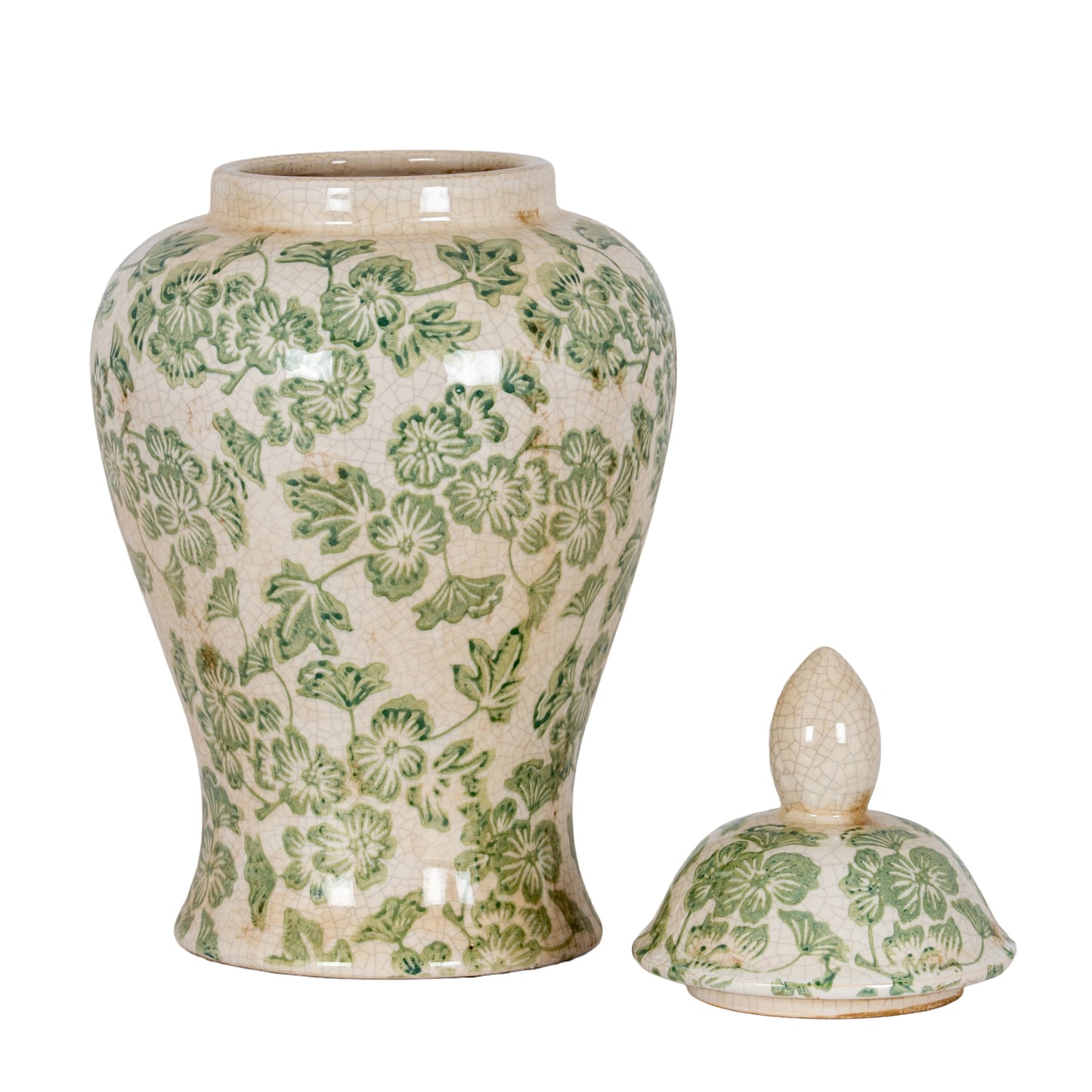 Green Floral Ginger Jar