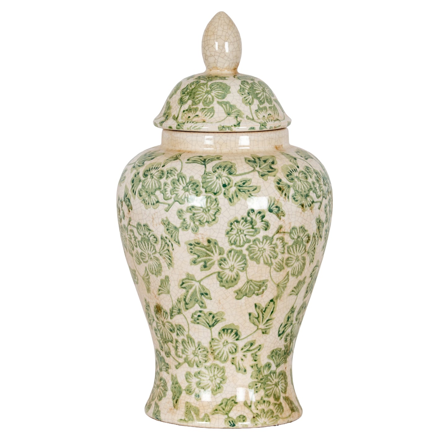 Green Floral Ginger Jar
