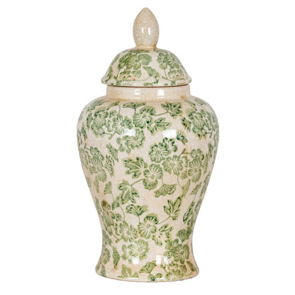 Green Floral Ginger Jar