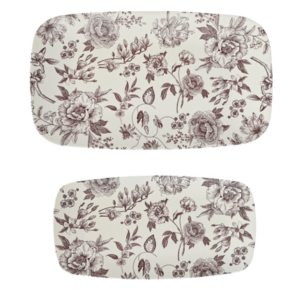Brown Floral Stacking Melamine Tray - Set of 2