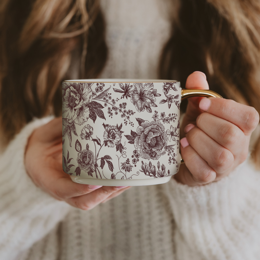 Brown Floral Coffee Mug