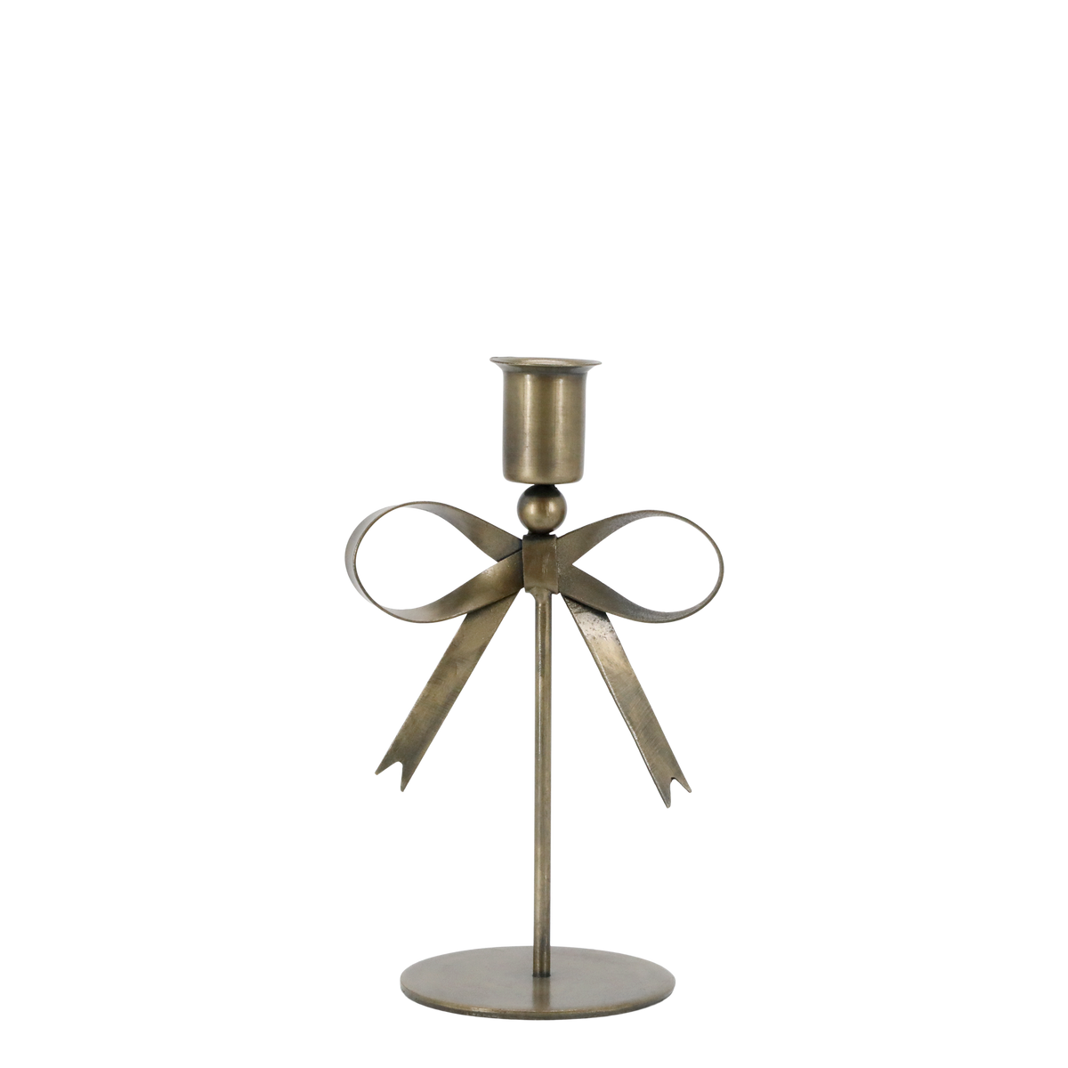Large Brass Bow Candlesticks