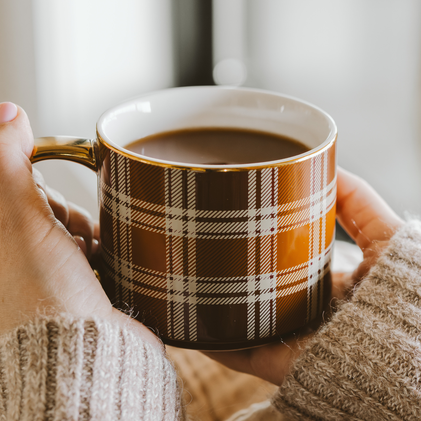 Brown Checked Coffee Mug