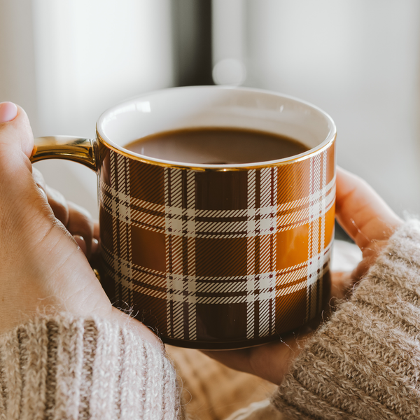Brown Checked Coffee Mug