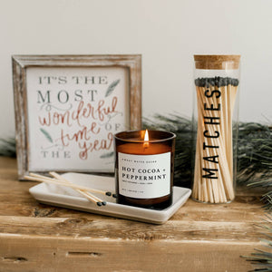 Hot Cocoa and Peppermint Amber Candle Jar