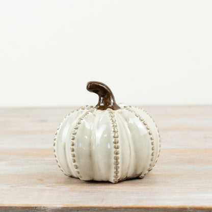 Set of 2 Beaded Ceramic Pumpkins