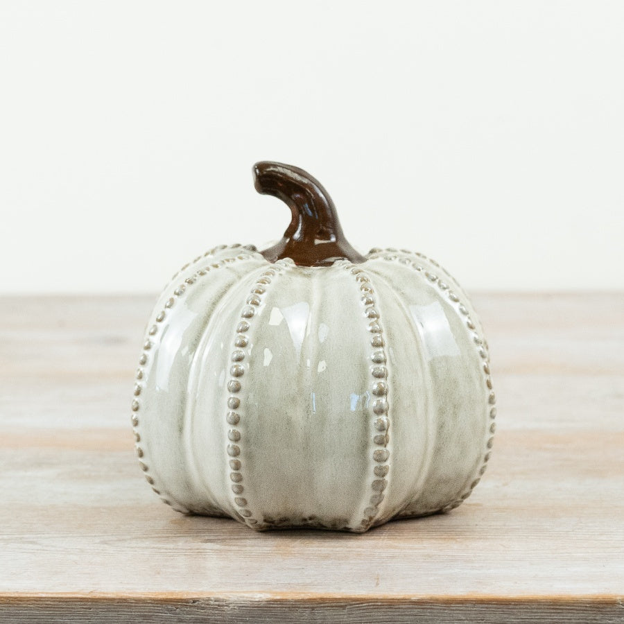 Set of 2 Beaded Ceramic Pumpkins