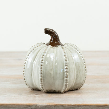 Set of 2 Beaded Ceramic Pumpkins