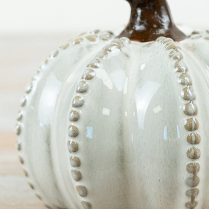Set of 2 Beaded Ceramic Pumpkins