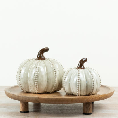 Set of 2 Beaded Ceramic Pumpkins