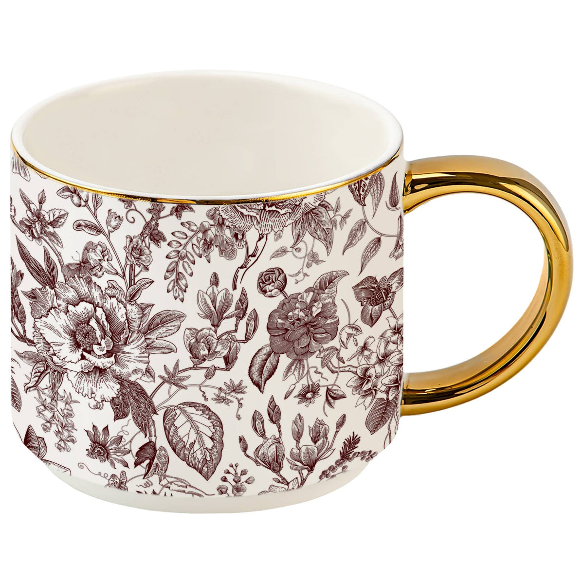 Brown Floral Coffee Mug