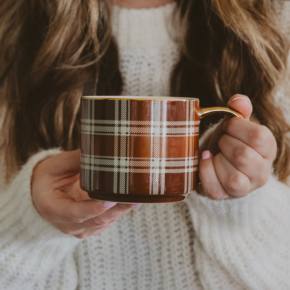 Brown Checked Coffee Mug