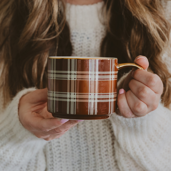 Brown Checked Coffee Mug